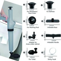 하수도고압세척 노즐 하수구 배관 파이프 크리닝 하수 준설 도구 플런저 배수 막힘 제거제 배수구 청소 도구 주방 싱크 욕실 욕조 wc, 회색