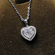 여성 모이사나이트 랩다이아 레이어드 사각 데일리 엑설런트컷팅 목걸이 heart shape 3ct moissanite diamond pendant real 925 sterling