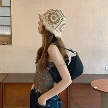 여성 핸드메이드 뜨개모자 니트 크로쉐 프랑스 레트로 꽃 봄 여름 통기성 귀여운 버킷햇 러블리 나혼자산다 스타일 모자