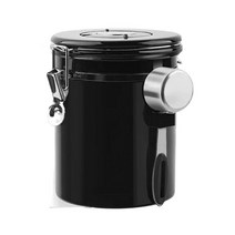 엘빈스 배기 밸브 스테인리스 스틸 밀봉 스푼 포함 커피보관용기 1.8L, 1개, 블랙