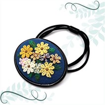 토이앤스티치/NEW/오닉스/타원/머리끈/대/프랑스자수/반제품/당일발송, F235-NEW오닉스타원머리끈-대