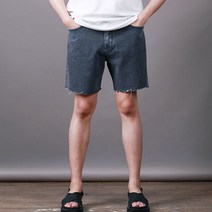 스댕클럽 남성용 샌드 워싱 컷팅 데님 반바지 SGN4004