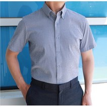[프린시피오] 남자 여름 반팔 남방 시원한 면혼방 구김없는 이지케어 블루 잔체크 캐주얼 셔츠