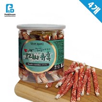 콜라겐 영양간식 말랑한 혈관관리 오리져키스틱 4통 애견이만족 건식 강아지육포 저키