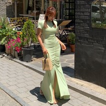 떳다그녀 시리나 셔링 머메이드 롱 원피스