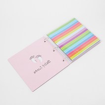 [풀리줄리] 우드커버 3공 DIY 포토앨범 커플 일기 성장 사진첩 (30매) (핑크발바닥)
