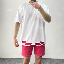 파블럼 찢어진 레이어드 데미지 반팔티 오버핏 구제 컷팅 흰티