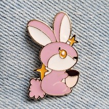 BC328 핑크 토끼 동물 배지 브로치