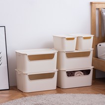 (4P 6P 세트)점보형 플라스틱 리빙박스 다용도 수납정리함, 점보C세트, 리빙박스_아이보리