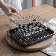 생선 바베규 겸용 분리되는 이중 스텐석쇠그릴팬 1P 직화구이 캠핑 초벌기 훈제바베큐그릴 홈그릴 1인그릴 생선직화구이 생선그릴 김구이그릴