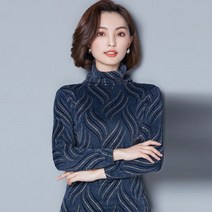 가바바 여성 목폴라 블라우스 펄이 들어간 고품격 패턴의 겨울 오피스룩 블라우스 G27801