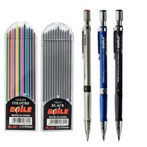 샤프식연필 목공 굵은 연필 컬러심 세트 2mm, 블랙심