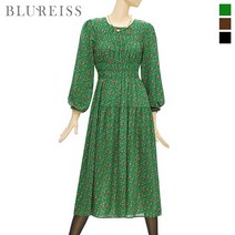 블루레이스 블루레이스 플라워스모크셔링롱원피스_B2F1OP3071