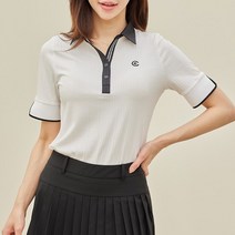제이투제이 여성골프웨어 소매트임 배색 반팔 카라티셔츠
