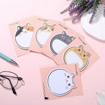 고양이 점착식 메모지 2+1 (90장) 7x8cm 귀여운 포스트잇 문구 사무 배달 떡 디자인 메모지, 하얀 고양이 2+1
