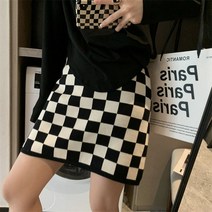 아이엠몽 여성용 체커보드 패턴 체피 숏 스커트