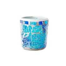 웨딩포 보티브 캔들홀더 모자이크 유리 블루 Votive candle holder
