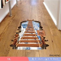 JINGHENG 시뮬레이션 3D 입체 벽장식 트릭아트 바닥 화장실 실내아이디어, 13. 스카이 케이블 브리지