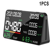 라돈측정기 5in 1 TVOC HCHO CO 감지기 온도 습도 포름 알데히드 모니터 이산화탄소 경보 대기 질 측정기, 02 black