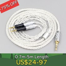 LN007468 4.4mm 6.35mm xlr 2.5mm 8 코어 투명 실버 도금 꼰 이어폰 헤드폰 케이블 오디오 테크니카 ATH-R70X, [06] 3m, [04] 3.5mm balanced