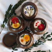 단품 꼼뚜 전통 압화 항아리 소이 캔들 향초 실내 방향제 외국인 명절 선물, 동백꽃, 장미, 럭셔리꼼뚜