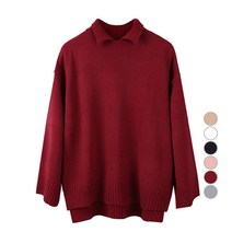 여성 루즈핏 절개넥 니트 스웨터