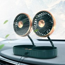 360각도 듀얼 USB 차량용 3단 사무실용 선풍기 접이식, B60-실버블랙