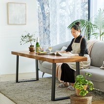 해찬솔 우드슬랩 통원목 다이닝 거실테이블 1800/소파테이블/업테이블/원목테이블/다이닝테이블, 엔틱브라운