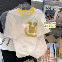 실제 샷 특별 가격 면화 감소 없음 여름 느슨한 승무원 탑 새로운 짧은 소매 티셔츠 여성용 수건 자수