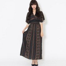 여자 롱 원피스 보헤미안 도이노 쉬폰 프릴 블라우스