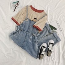 멜빵청바지 여름옷 여성 유행 인싸템 키 작은 사람 9부 스트레이트핏 일자 슬립 팬츠 트렌드 2526527712