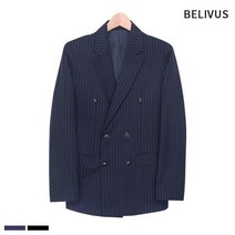 [빌리버스] 남자 자켓 BAX034 남성 더블 블레이저 스트라이프 아우터