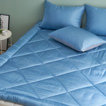 [천삼백케이] [더와이침구] 슬립 풍기인견 쿨링 시원한 여름 침대 패드 토퍼 Q, 블루