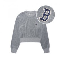 MLB 여성 베이직 벨벳 크롭 맨투맨 B (D.Melange 그레이)