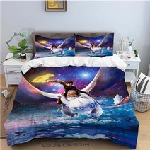 만화 드래곤 침구 세트 귀여운 사랑스러운 이불 커버 Pillowcase 싱글 더블 킹 침대 커버 홈 섬유