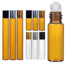 갈색 롤온 향수 공병 아로마 롤러볼 오일 화장품 차광 유리 용기, AI블랙캡 브라운10ml, 1개