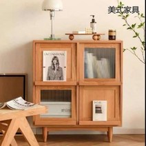 렌지대 다이 수납장 진열장 밥솥 선반 조립식 거치대 주방가구 다용도 틈새장, 08.북미벚나무+창홍유리