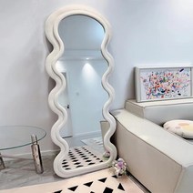 웨이브 전신 거울 인테리어 거울 엔틱 유니크 대형 물결 거울, 아니요, 베이지 60 x 160cm