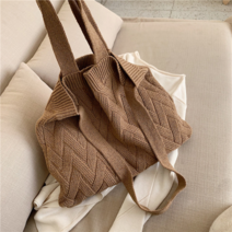 쥬로랑 헤링본 에코 숄더 니트 짜임 가방