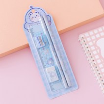 고속카메라 초고속카메라 5 개/대 만화 곰 고양이 연필 지우개 눈금자 숫돌 학교 용품 문구 2021, 01 Bear Blue