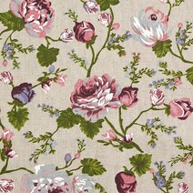 엔조이퀼트 대폭 린넨 프린트 원단 빈티지 내츄럴 플라워, 그레이스로즈-내츄럴