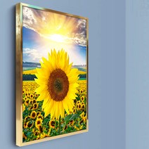 세잔느화실 홈데코 NEW 해바라기 그림 캔버스액자 골드 알루미늄 액자 거실 승진선물 집들이선물, 알루미늄 골드프레임, 10호(45cmX53cm)