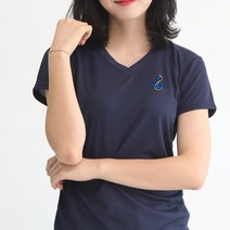 멋지군 코오롱 쿨론 기능성 브이넥 닻 자수 반팔 쿨 티셔츠
