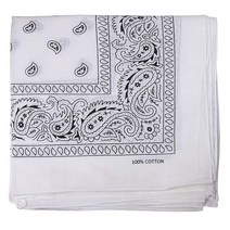 페이즐리 반다나 헤드 랩 100% 면 양면 53.3 x 53.3cm - 12개 Royal 1 Dozen, White