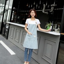 미술학원 어린이집 구디백 스트라이프 버클 앞치마 4컬러 원피스 카페 미용실 네일샵 요양원, 레드