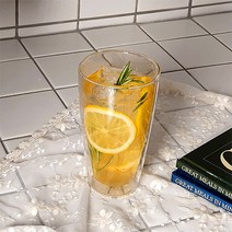 루체루나 더블글라스 아이스티 데일리글라스 쥬스컵 쥬스잔 감성글라스 음료글라스 (350ml), 350ml 1개