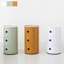 마켓비 BINGEURI 원형 슬라이딩 수납장 3단, 화이트 9535.2186