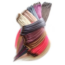 스킬땋기 붙임머리 18인치 50가닥 / 특수컬러 전문가용 인모 땋기 붙임머리 미용재료 슬림땋기 옴브레 브릿지 발레아쥬 투톤 헤어피스 인모피스 붙임머리학원 실습 재료, #퍼플(특수컬러)