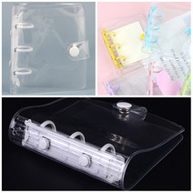 투명 다이어리형 바인더형 미니 똑딱이 수첩 기본 메모 속지 포함 색상선택 링바인더 수첩 학생 주부 휴대용 미니 메모다이어리, 화이트