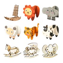 에이블 DIY 나무 조립키트 공예품 비행기 동물 바다동물 공룡 시리리즈 나무모형, 843.흔들흔들고릴라